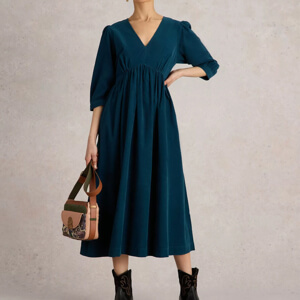 White Stuff Lucy Dark Teal Cord Dress